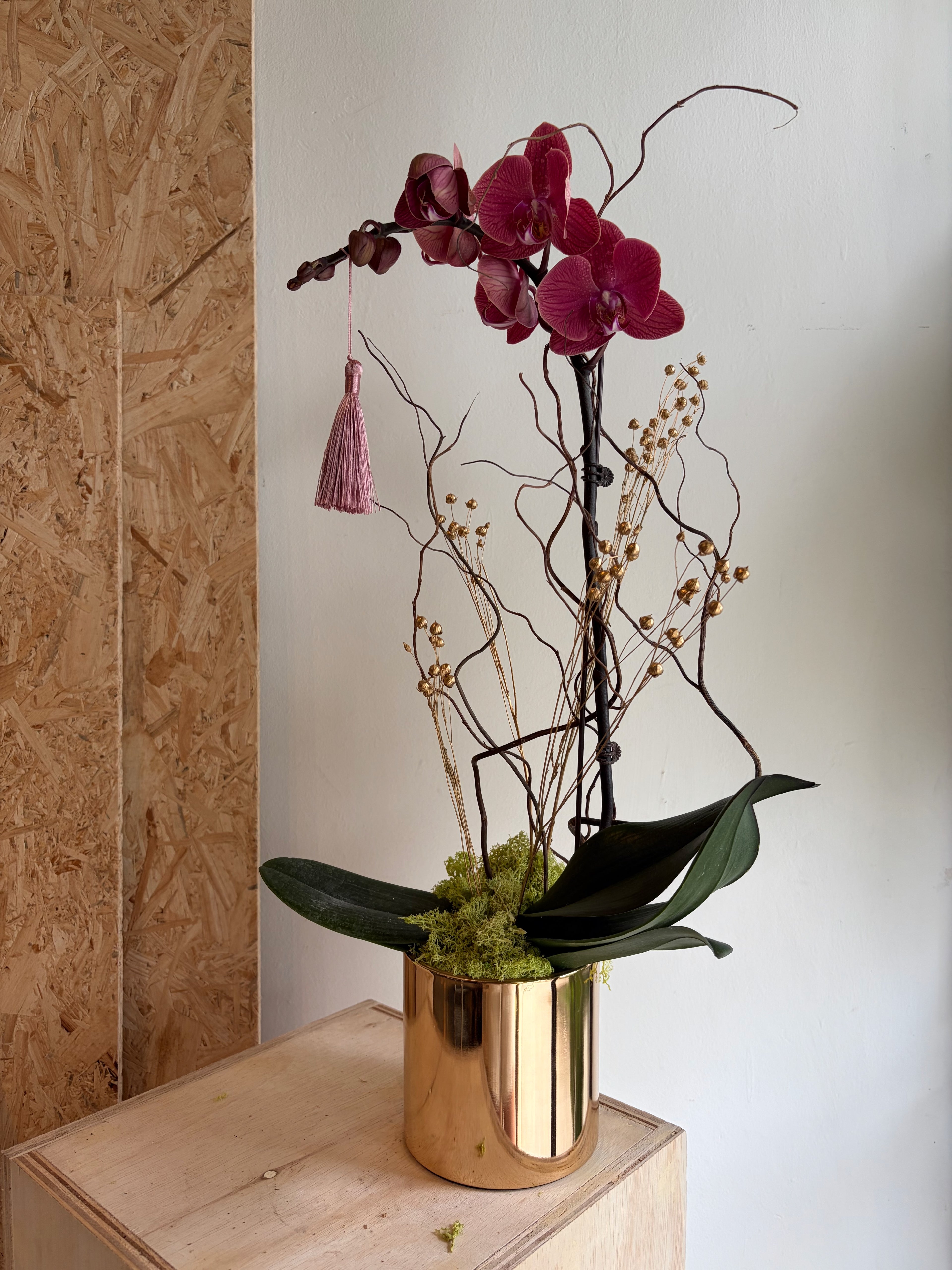 Single Orchid Pot (with Gold Pot)